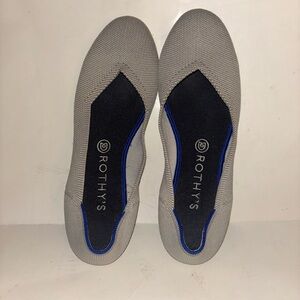 ROTHY'S The Flat Round Toe Knit Flats Light Grey Size 10
